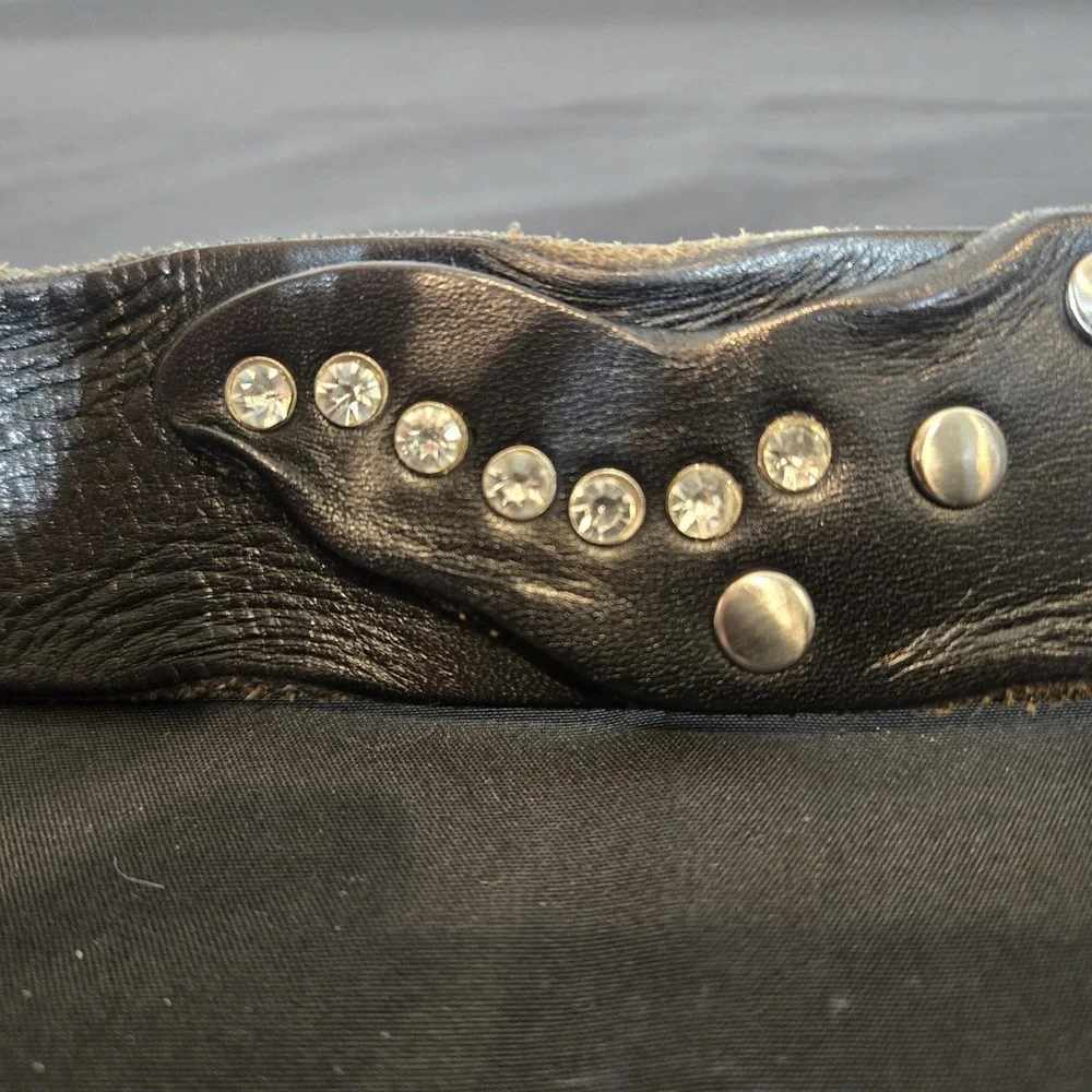 Unbranded Unique Serpentine Leather And Rhinestone Belt